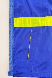 訂製熒光帶背心外套   設計兩側網眼布   企領設計   寶藍色背心外套設計   背心外套工廠  V213 側面照